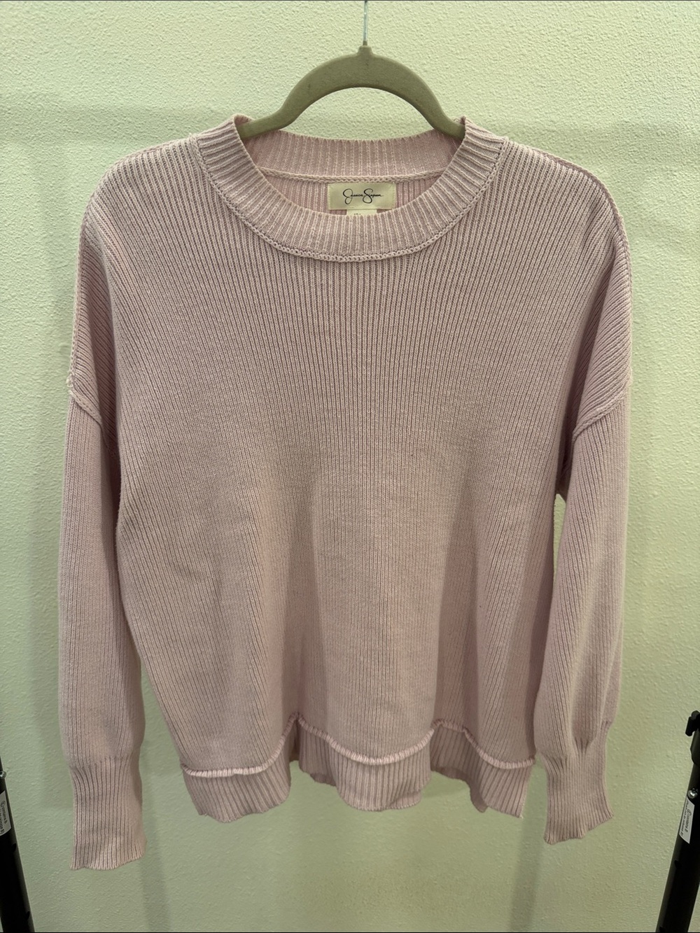 Jessica Simpson Light Pink Ribbed Crewneck Sweater